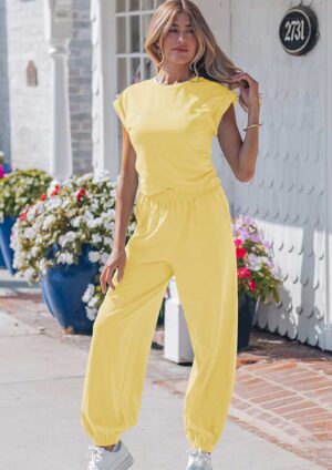 Elite Cropped Top and Joggers Yellow Co-Ord