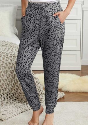 Hawker Leopard Elastic Waist Casual Gray Joggers
