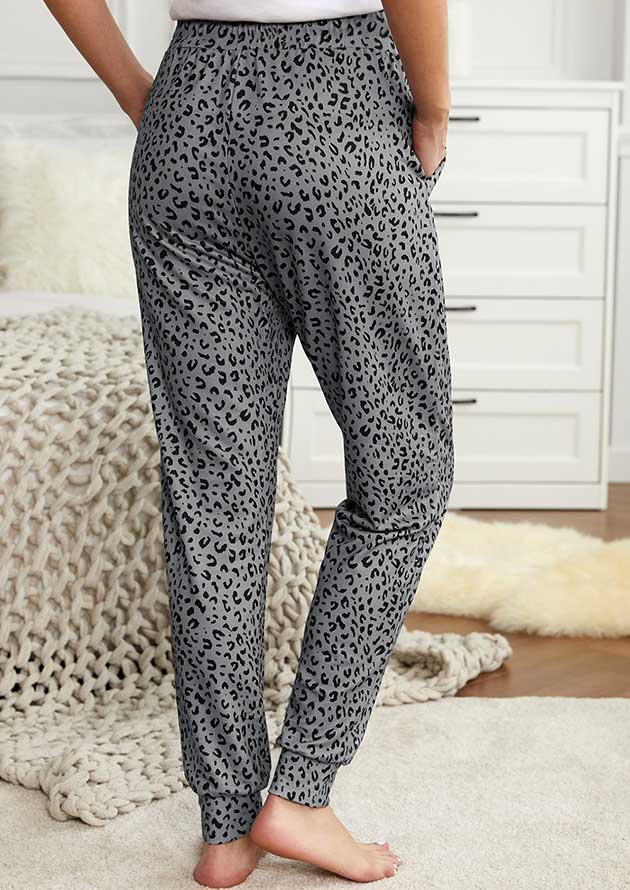 Hawker Leopard Elastic Waist Casual Gray Joggers - Image 4