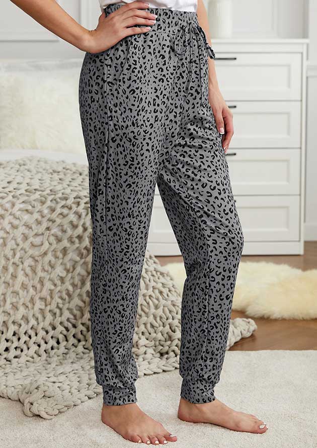 Hawker Leopard Elastic Waist Casual Gray Joggers - Image 2
