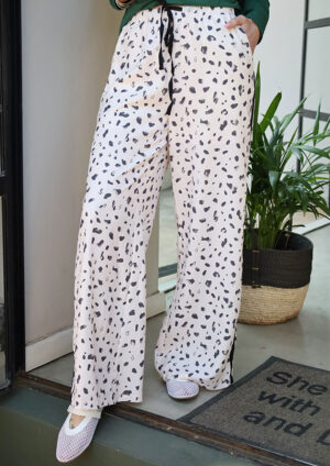 Praline Side Stripe Drawstring Beige Leopard Pants