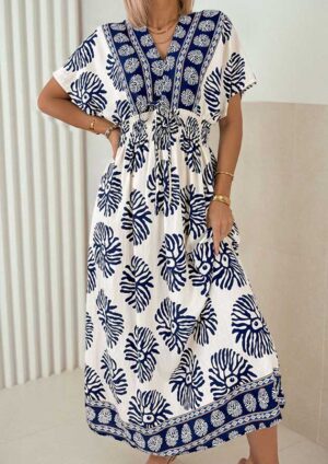 Sapphire Floral Dolman Blue Maxi Dress