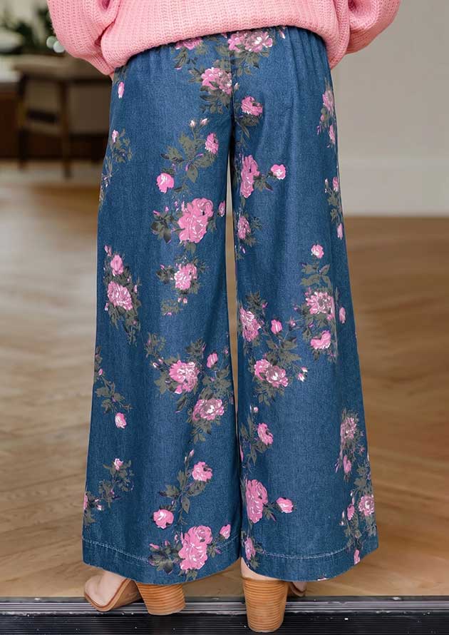 Soft Bloom Tie-Waist Dark Blue Jeans - Image 3