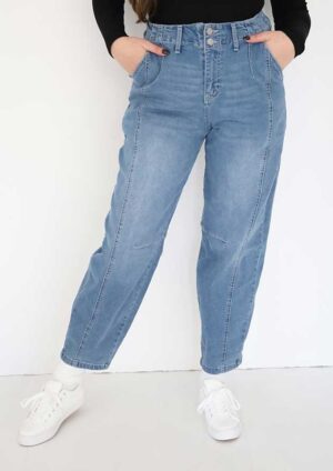 Weekend Muse Cuffed Sky Blue Barrel Jeans