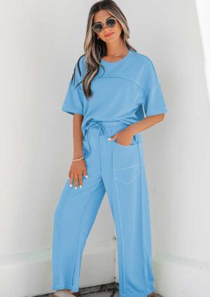 Windsor Barrel Drop Shoulder Blue Co-Ord Set