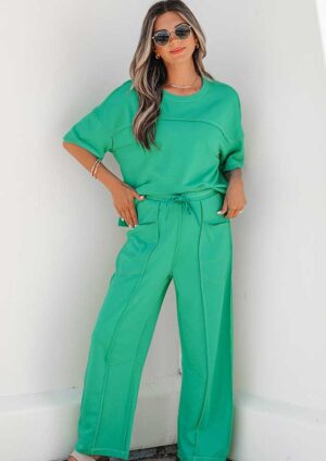 Windsor Barrel Drop Shoulder Green Co-Ord Set