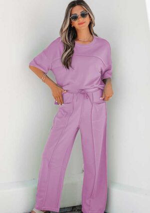 Windsor Barrel Drop Shoulder Purple Co-Ord Set