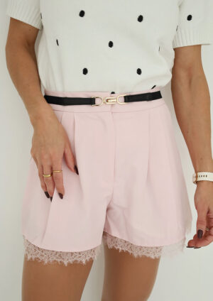 Bonjour Pink Lace Trim Short