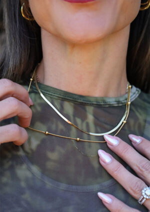 Bubble Flat Link Chain Gold Necklace - LNK41