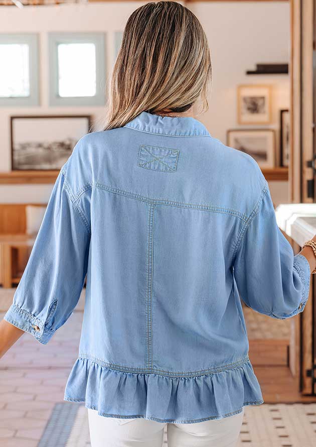 Country Side Button Down Chamray Blue Shirt - Image 2