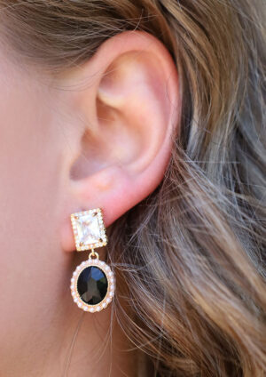 Diamond Onyx Drop Earrings - BR168