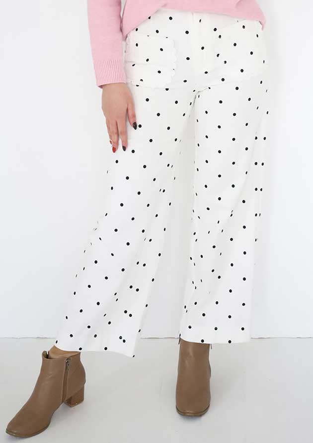 Dotty Scalloped Patch Shift Pants