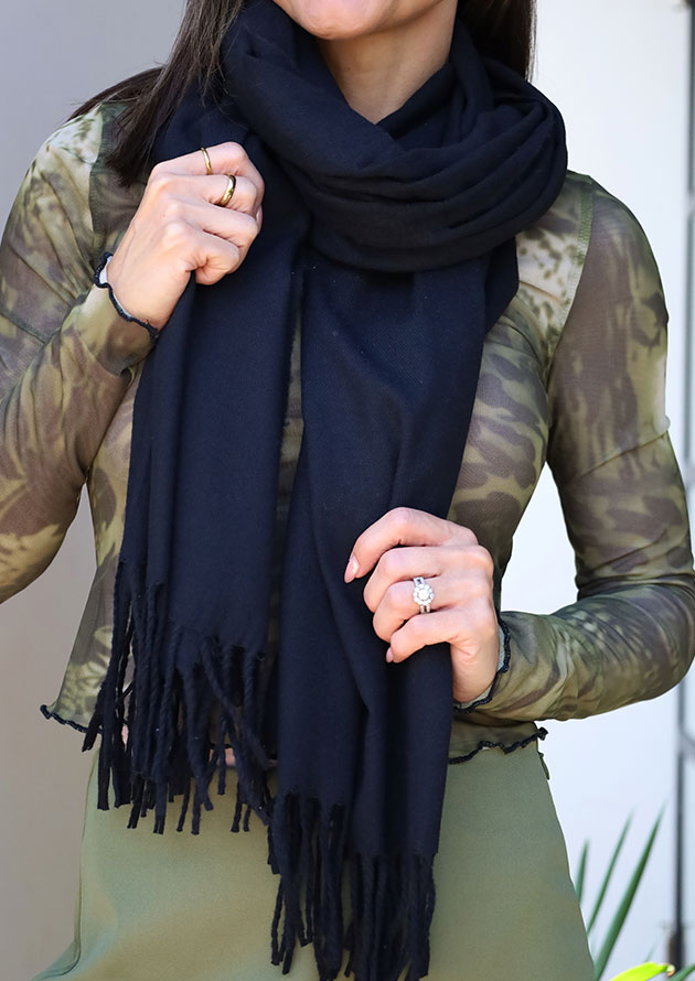 Elite Black Cashmere Scarf -LS63