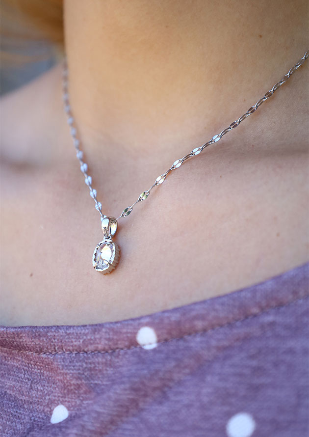 Full Shine Oval Silver Necklace - LNK49
