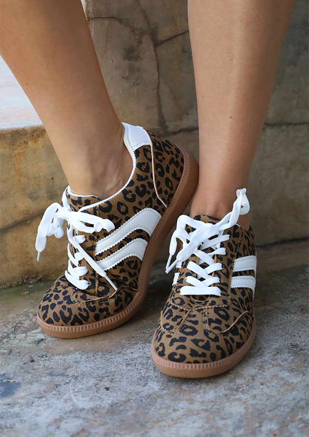 Leopard Stripe Brown Sneakers