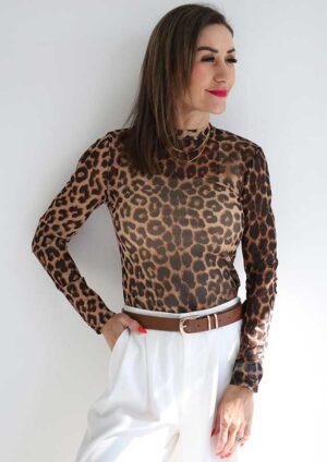 Lola Leopard Brown Leopard Long Sleeve Top