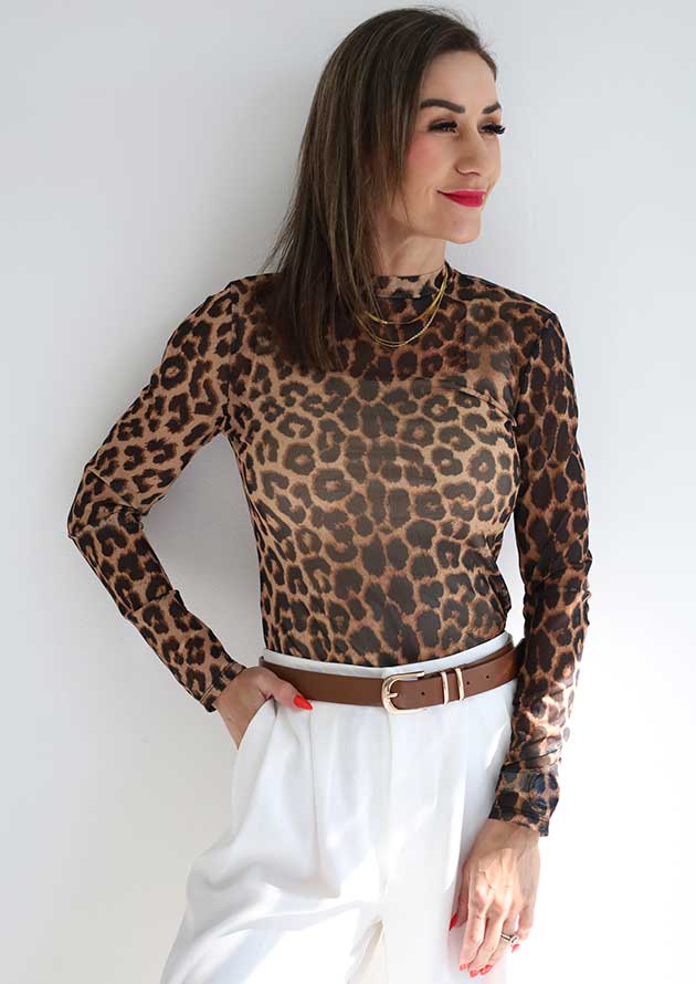 Lola Leopard Brown Leopard Long Sleeve Top