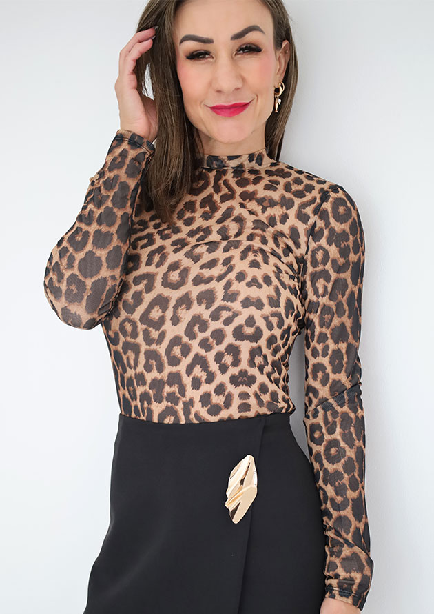 Lola Leopard Brown Leopard Long Sleeve Top - Image 2