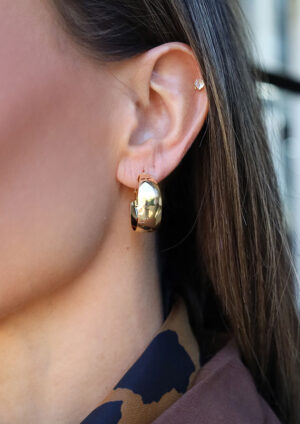 Maxi Oval Gold Hoops Earrings -LM066