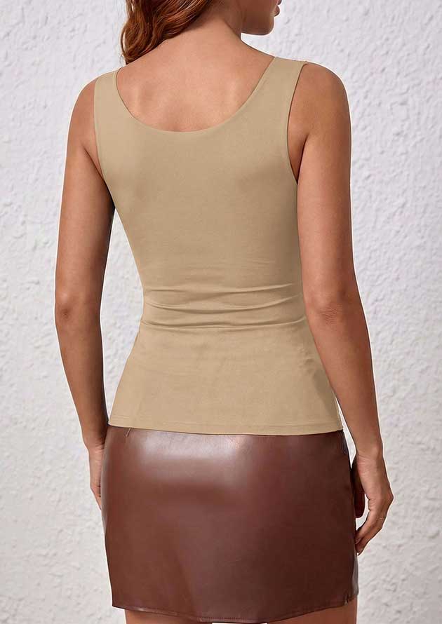 Mera Wide Strap Khaki Tank Top - Image 2
