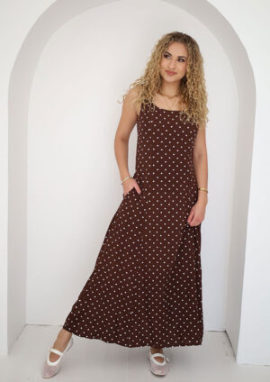 Nikolai Square Neck Polka Dot Maxi Dress