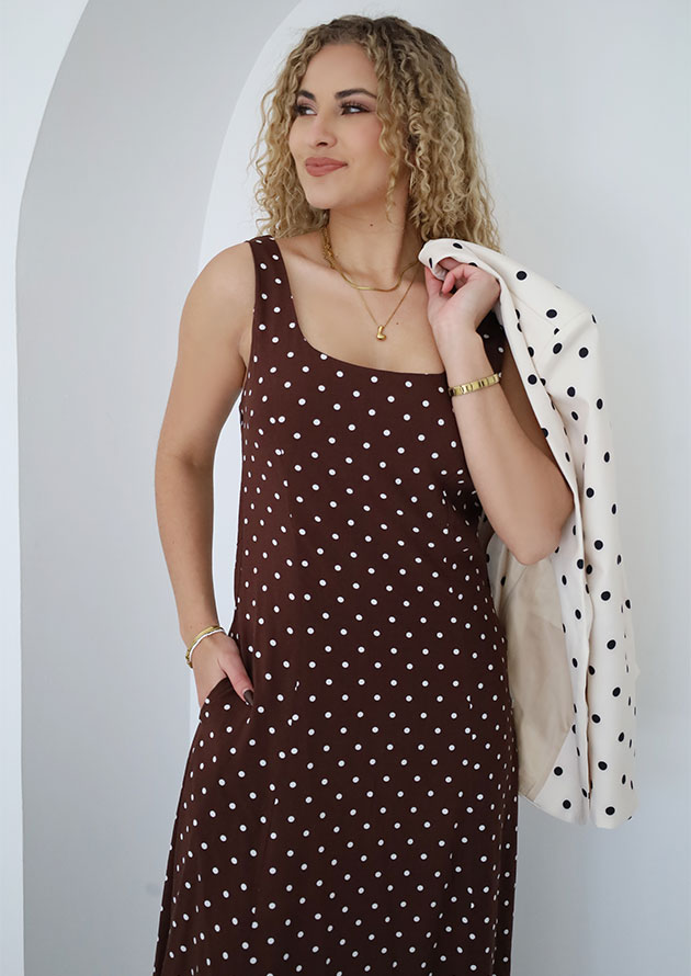 Nikolai Square Neck Polka Dot Maxi Dress - Image 3