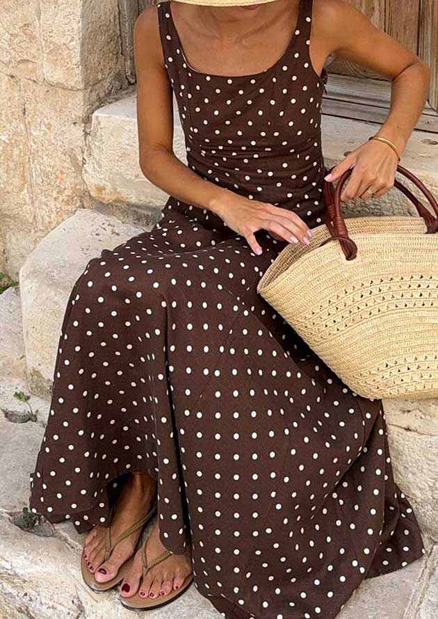 Nikolai Square Neck Polka Dot Maxi Dress - Image 2