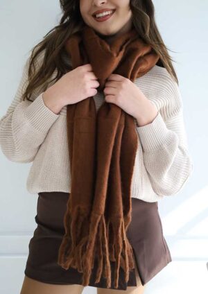 Snuggle Me Brown Tassel Scarf - LS67
