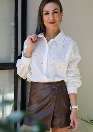 Sunflower Eyelet Long Sleeve White Shirt