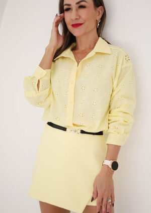 Sunflower Eyelet Long Sleeve Yellow Shirt
