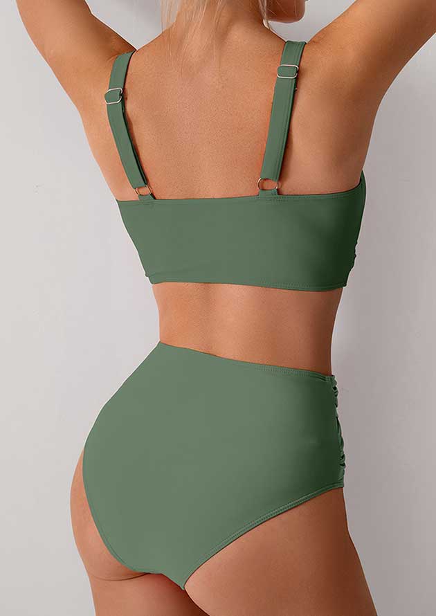 Thalia Cross Twist Mid Cut Green Bikini - Image 2