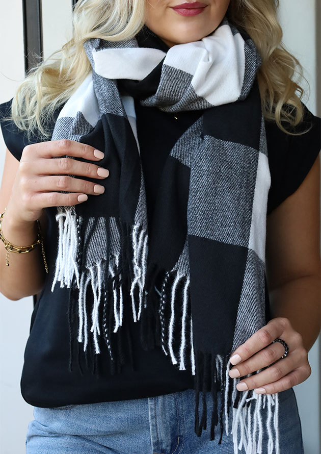 Timeless Multi Checkered Block Cotton Road Scarf - LS64