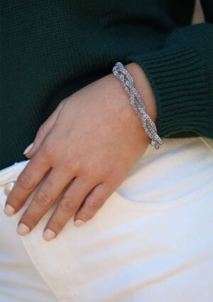 Twisted Mesh Black Silver Bracelet - LW50