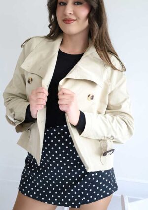 Urban Rain Beige Cropped Trench Coat