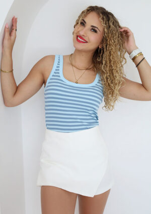 Bonnie Ribbed Knit Slim Blue Tank Top