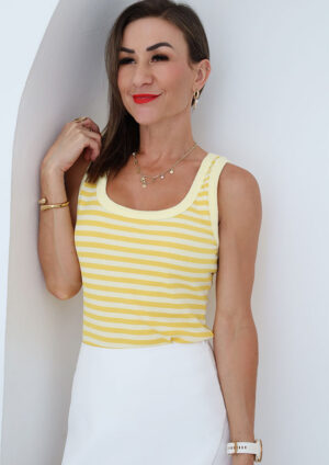 Bonnie Ribbed Knit Slim Yellow Tank Top