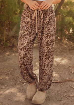Kirstenbosch Leopard Drawstring Waist Pockets Leopard Pants
