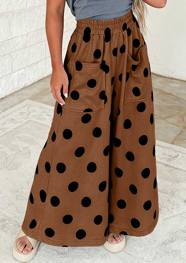 Makena Polka Dot Wide Leg Brown Pants - Image 3