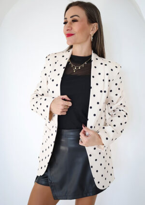 Monika Collar Slim Fit Cream Polka Blazer