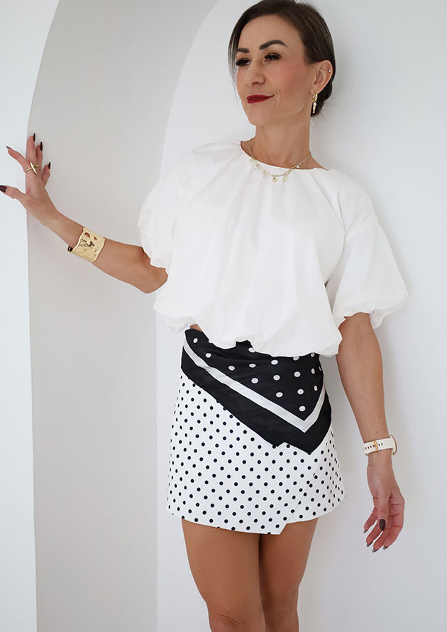 Bubble Puff Sleeve Crop White Blouse - Image 4