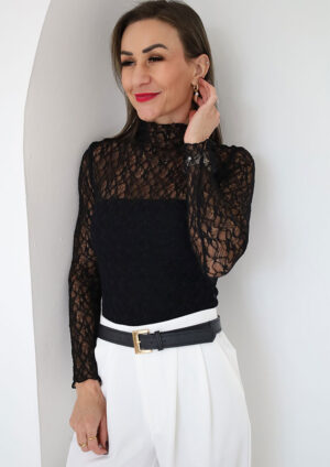 Cinderella Lace Black Long Sleeve Top