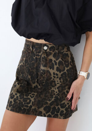 Country Girl Leopard Denim Skirt