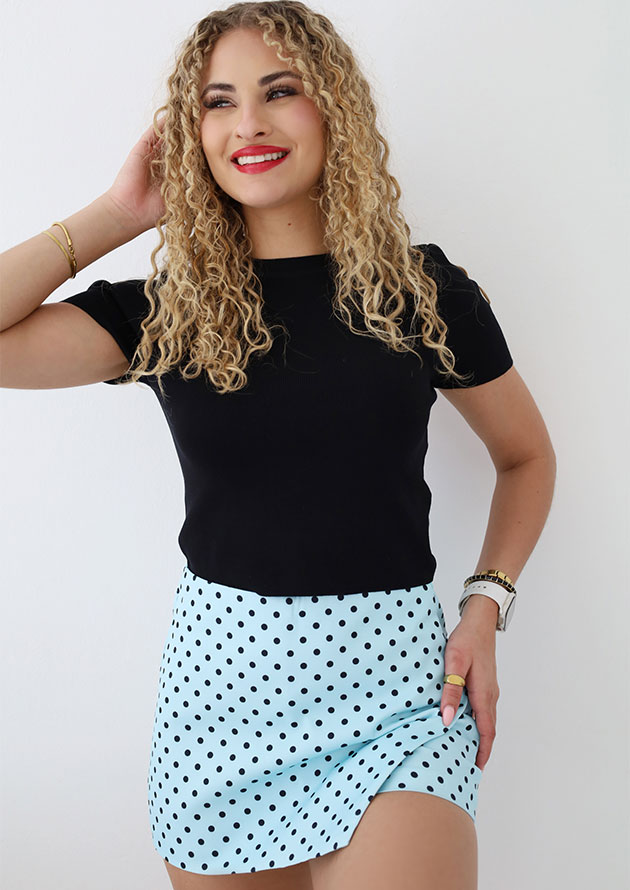 La Petite Blue Polka Dot Skort - Image 2