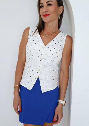 Maggie Pearl Polka White Vest