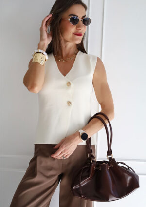 Milan Button Down Beige Vest