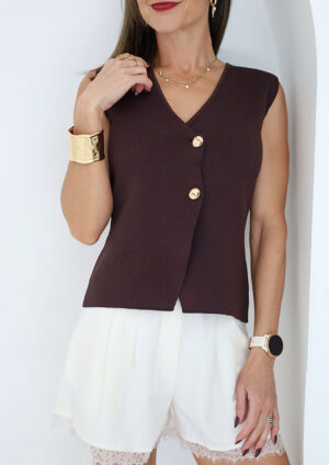Milan Button Down Brown Vest
