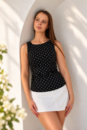Aston Tie Black Polka Top
