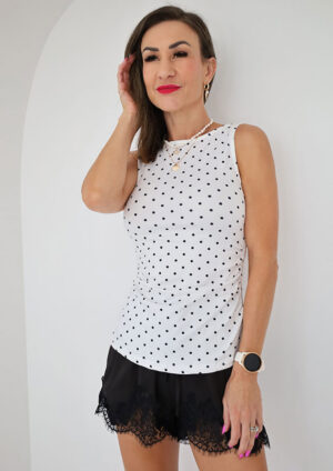 Aston Tie White Polka Top