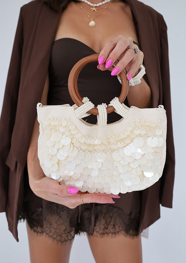 Beach Glitter Shell Cream Handbag - TH39 - Image 2