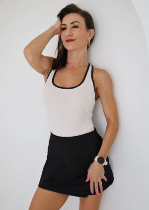In the Lines Black Cream Bodysuit